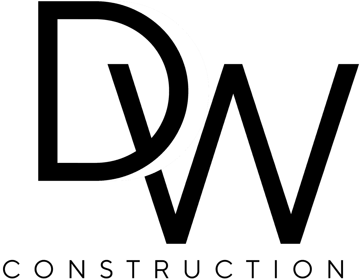 DW Construction logo featuring stylized letters "D" and "W" with "CONSTRUCTION" below, representing a contractor specializing in custom outdoor fire features in Nashville, TN.